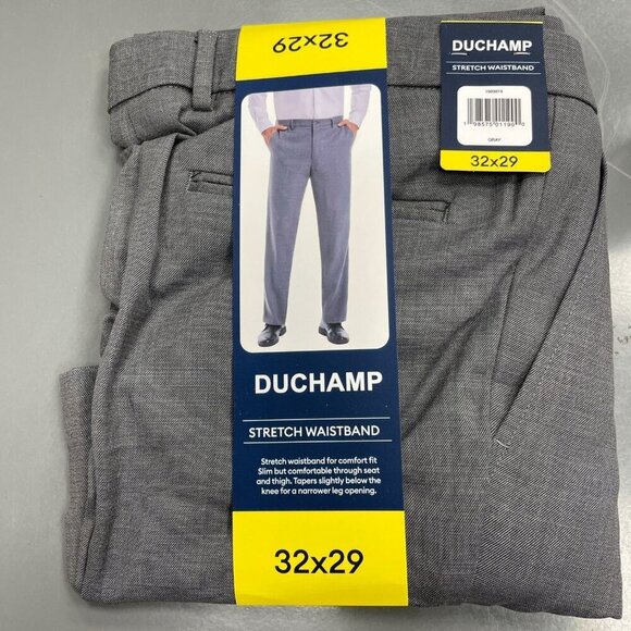 NEW Duchamp Men's 32X29 Gray Dress Pants Stretch Slim Fit - Picture 2 of 11